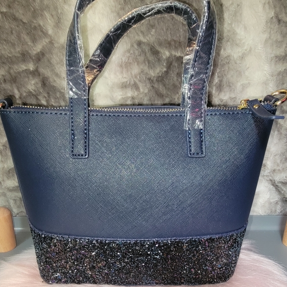 Nwot kate spade blue tinsel satchel crossbody bag - Picture 2 of 4
